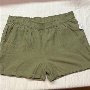 NWT Old Navy Women's 2X High-Waisted Olive Linen-Look Casual Shorts